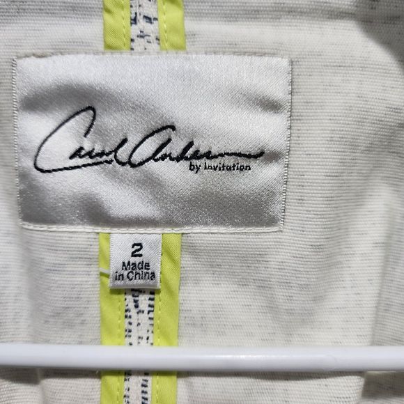 Carol Anderson Blazer Jacket Womens Size 2 White Black Trim Career Button Front - Picture 10 of 11